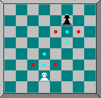 The Pawn - valid moves are to blue-dotted sqares