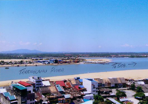 View of the Terengganu River from Balfour's apartment